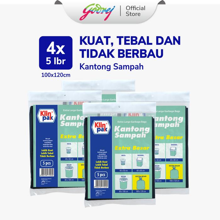 Gambar Klinpak Kantong Sampah Extra Besar 100x120cm - Isi 4 dari godrejindonesia Kota Administrasi Jakarta Utara Tokopedia