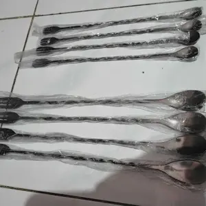 TERMURAH | Sendok Bartender / Sendok panjang / Barista Long Bar Spoon / Sendok Pengaduk | Teardrop Long Bar Spoon Tear Drop Sendok Long Bar Pengaduk Cocktail Mixer Spoon - BISA COD - Sendok Cocktail