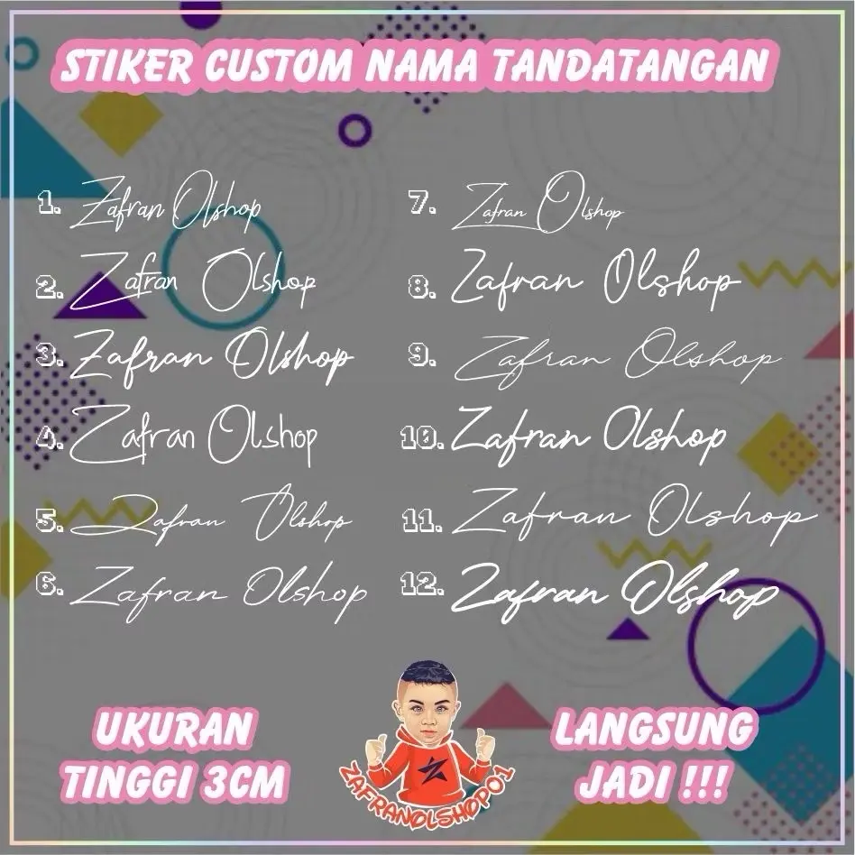 STIKER CUSTOM NAMA TANDATANGAN UNTUK HELM MOTOR MOBIL TUMBLER DLL