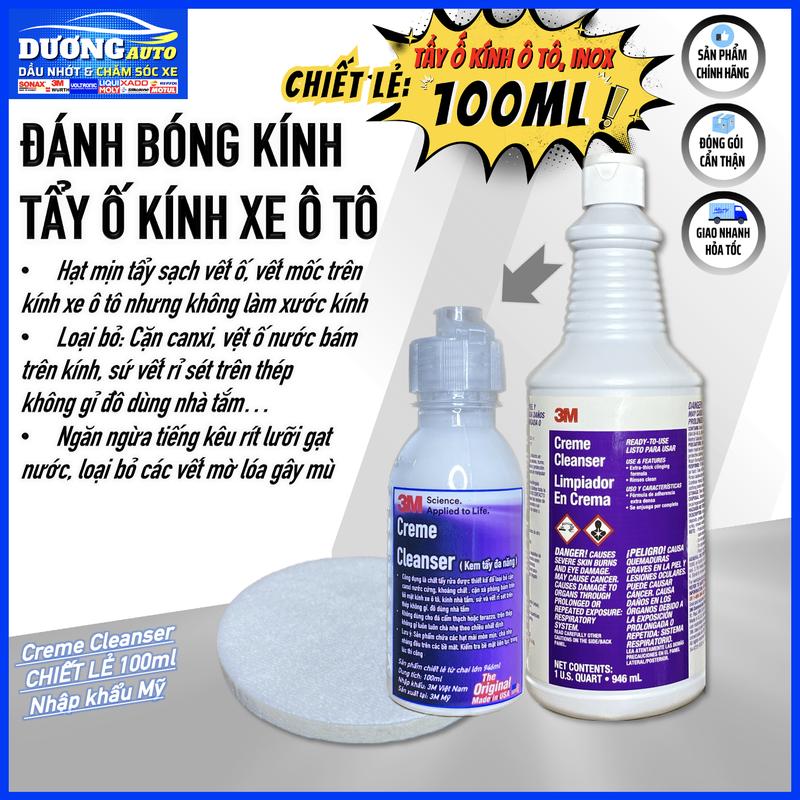 Chiết lẻ 100ml Tùy Chọn Pad Nỉ Kem Tẩy Ố cặn Canxi Mốc Kính Xe Hơi - Tẩy sạch inox thép các vật dụng nhà tắm Creme Cleanser Limpiador En Crema 100ml - Nhập khẩu Mỹ - DƯƠNG AUTO 31