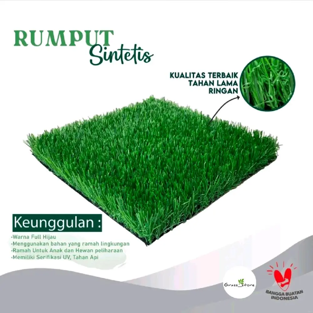 PROMO!!! : Rumput Sintetis Swiss Premium 3cm 50cm X 50cm / rumput sintetis outdoor / indoor Green