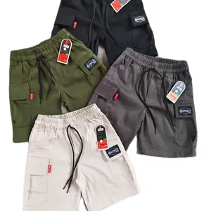 Kenzie Grosir Celana Pendek Cinos Cargo Anak Laki-Laki Usia 1-12 Tahun Hitam Twill Kombed Streach Nyaman Fleksibel dengan Saku Aktif & Pinggang Karet Katun Combed Distro Bayi Pria