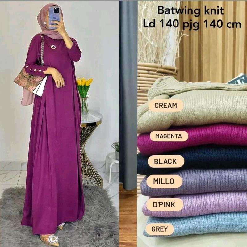 dress innara jumbo Knit Muslim Wanita Dewasa Panjang Dress - 140cm Lebar Dada 3