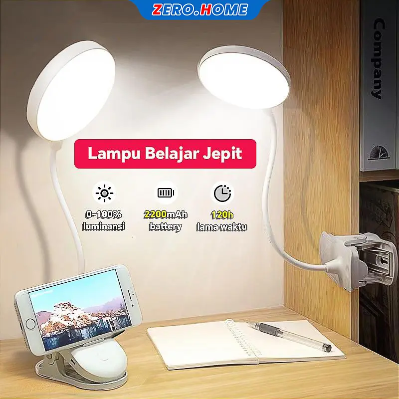 2 IN 1 Lampu Nirkabel Jepit  lampu belajar 3 warna Lampu Mata Isi Ulang LED Multi-fungsi Sentuh  Lampu Samping Tempat Tidur Pencahayaan Lama 2200mAh