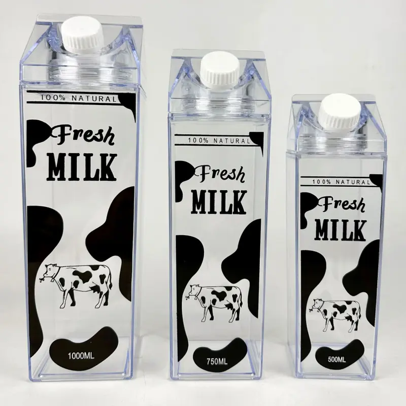 Bình Nước Carton Sữa, Dung Tích Lớn 500ml, Cầm Tay, Bình Nhựa, Thích Hợp Cho Trà, Nước Trái Cây, Trong Suốt, Lý Tưởng Cho Các Hoạt Động Ngoài Trời, Bình Sữa 3