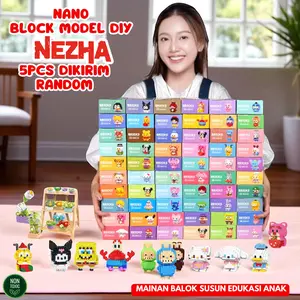Nano Block Isi 5 Pcs Random Bricks Mini Edukasi Anak DIY Karakter Kartun Mainan Balok Susun COD