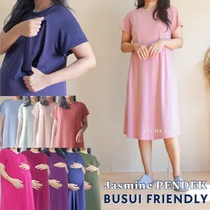 RICHLABEL Daster Menyusui PENDEK Bukaan Samping Spandek PE - Bumil & Busui Friendly JASMINE HOMEDRESS POLOS 028
