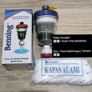 BENNING - Paket Komplit 1 Filter dan 1 Pack Refill Kapas Water Filter Saringan Penyaring Air 3 Tahap Penyaringan