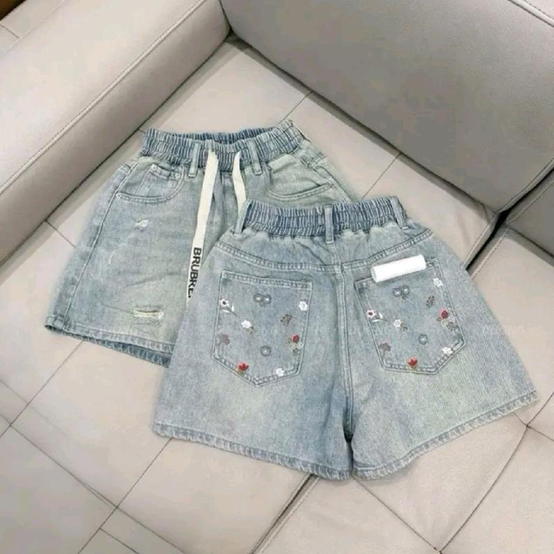 38-100kg Quần Đùi Bò Nữ Thêu Hoa Chất Bò Thổ Mềm Cạp Cao Hàng Bigsize đến 100kg Hàng Cao Cấp