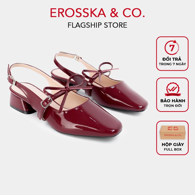 EROSSKA KOL - Giày cao gót bít mũi quai nơ kiểu marry jane thời trang cao 4cm có hộp giày fullbox - EL037