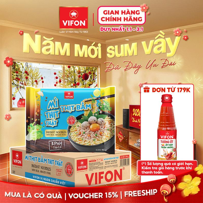   VOUCHER HOT 15%  Thùng 24 Gói Mì Thịt Thật Mì Thịt Bằm  Mì Riêu Cua  Mì Bò Cay 90gr   Gói 
