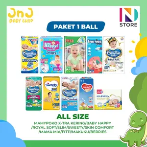 [PAKET 1 BALL] MamyPoko Xtra Kering/Baby Happy/FITTI/SKIN COMFORT/SLIM/SWEETY/BERRIES/MAMA MIA/FLUFFY