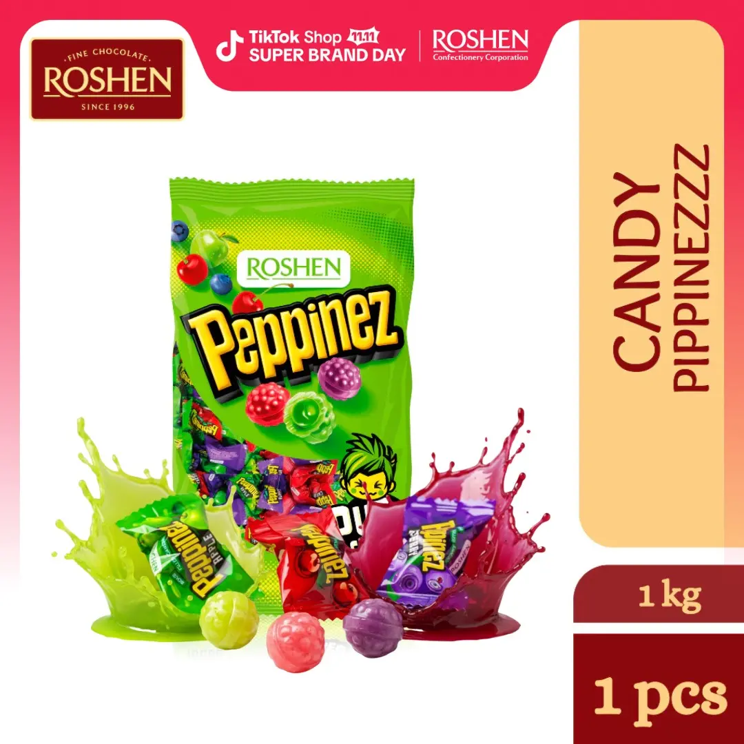 Roshen Peppinezz Sour Candy 1kg gula gula masam manis viral Food Snacks Fruity gula gula apple berry cherry