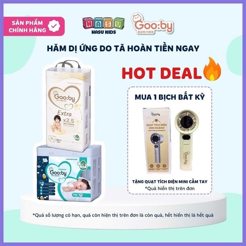 [TẶNG QUẠT TÍCH ĐIỆN] COMBO 2 BỊCH Tã Bỉm Gooby Đêm Ngày Cao Cấp thấm hút, chống tràn hiệu quả, size dán/quần NB44/S40/M38/L30/XL28/XXL26/XXXL24