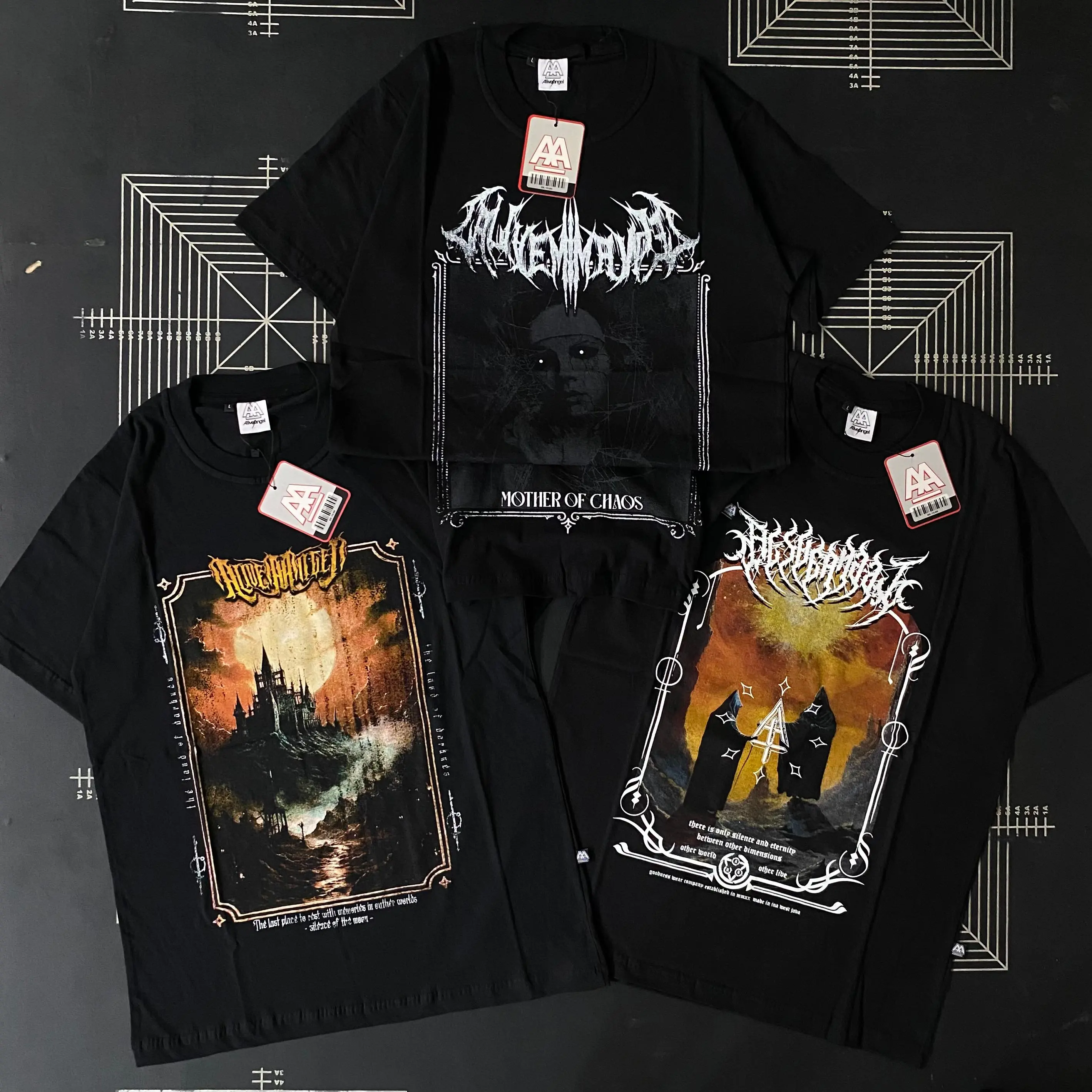 ( Free Stiker ) Beli 1 Dapet 3 Kaos Underground Motif Metal Art The Last Place Enternity Mother Chaos Original Alive Angel Goodness Wear Bahan Putih Katun Combad 30s / Tshirt Distro Streetwear Pria & Wanita Lengan Pendek White Tee