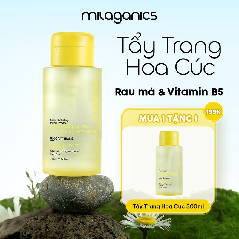[BIG SIZE-MUA 1 TẶNG 1] Nước Tẩy Trang Sạch Sâu Hoa Cúc Cấp Ẩm Dành Cho Da Dầu Mụn Không Gây Khô Rát Da Vitamin B5 Dưỡng Ẩm Cân Bằng Da Phục Hồi Da - Nước Tẩy Trang Dành Cho Da Khô Da Nhạy Cảm Micellar Cleansing Water MILAGANICS 300ML Cosmetic Skincare 1