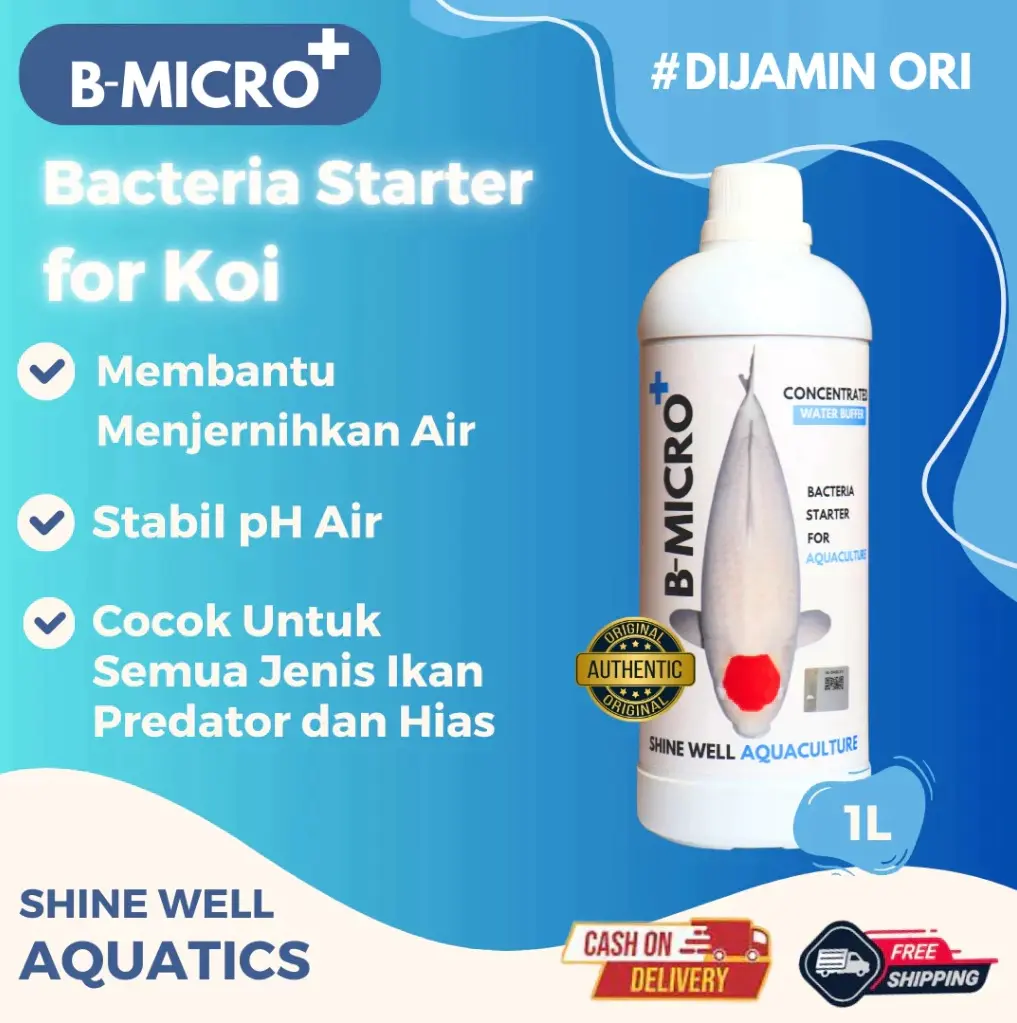 1 liter Bmicro+ 1000ml Bmikro+ Bakteri Stater Untuk Ikan Koi Penjernih Air dan Pengurai Amonia Pada Kolam Ikan Koi dan Ikan Air Tawar