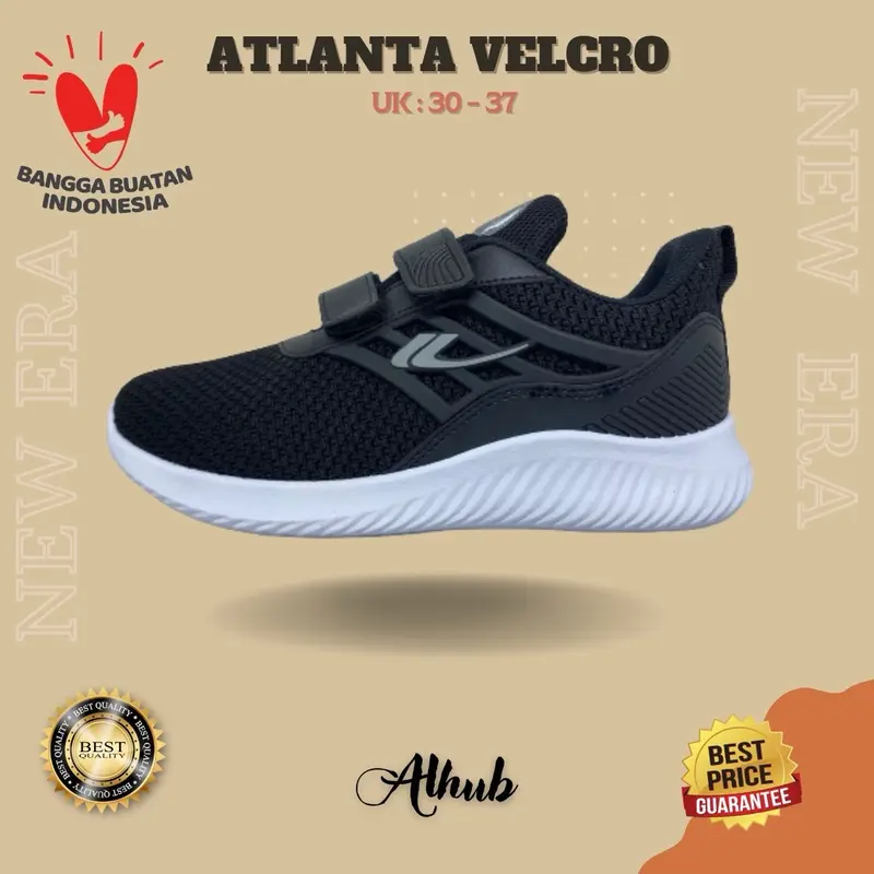 Sepatu New Era Atlanta Velco Hitam Putih Sepatu Sekolah/Sepatu Sneakers / Sepatu Anak 0