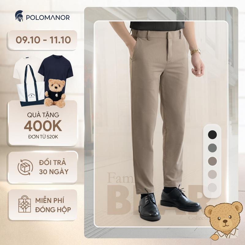 Quần dài SD nam Kaki gân Hàn Quốc chuẩn form tôn dáng sang trọng - POLOMANOR