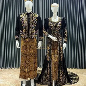 Sepasang Kebaya Bludru Pengantin dan Beskap Jawa Pengantin MODEL AMIRA SIKEP dengan Desain Elegan dan Detail Mewah