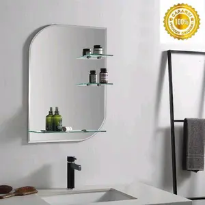 PREMIUM Cermin Kaca Dinding Kamar Mandi FOSA Dengan 3 Ambalan Rak Kesan Estetik Od-b009 Ukuran 50x70 Cm - Silver
