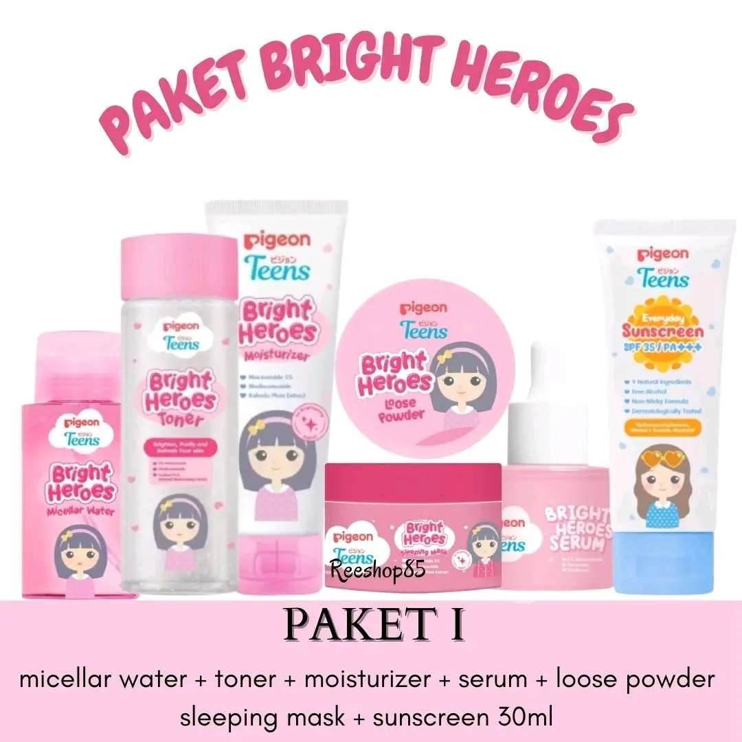 PIGEON TEENS Bright Heroes Series 1 Paket Lengkap Skincare Anak Remaja Mencerahkan