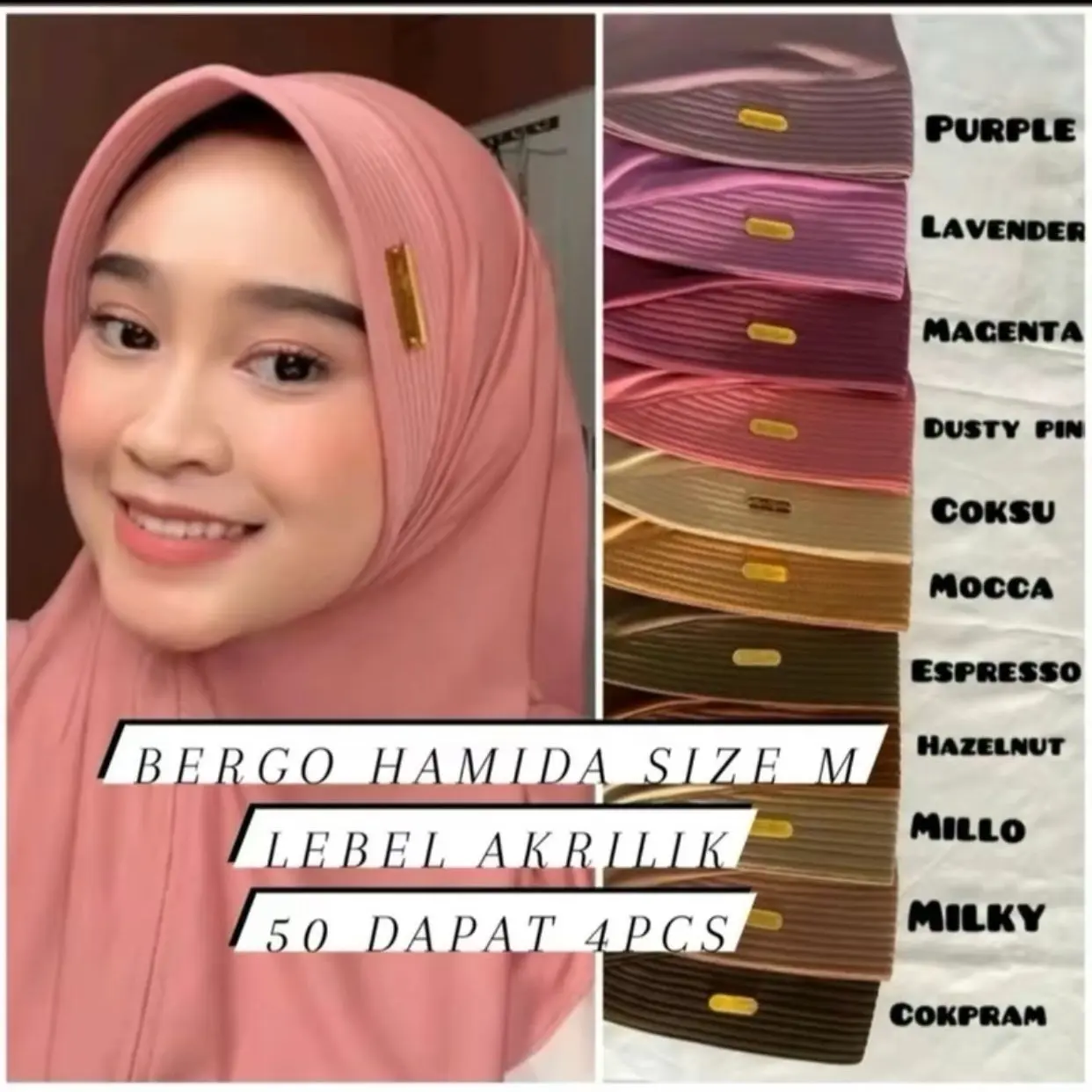 Krudung Hamidah bergo ukuran m jersy premium