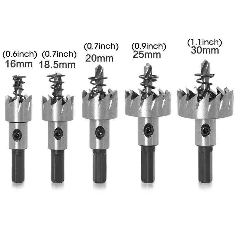 Product Introduction of High-speed Hacksaw Tooth Hole Opener Aluminum Plate Iron Plate Punching Hole Natural Color Drill Bit 16-30mm Tool Set 23