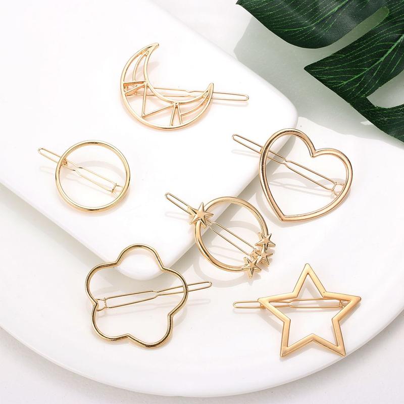 Accessories Hair Styling Ponytail Hairpins Barrettes Knot Hair Clip Metal Hairclips Star Heart Hair Pins Geometric Hairpins 3