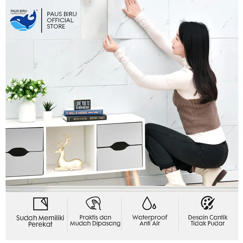Paus Biru - Wallpaper dinding Vinyl Marble Motif Kayu 30 x 60 cm 0 3cm Stiker Keramik A14 1