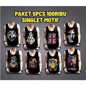 Paket 5PCS KAOS SINGLET PRIA MOTIF TERBARU / SINGLET PRIA KEREN / DALAMAN PRIA