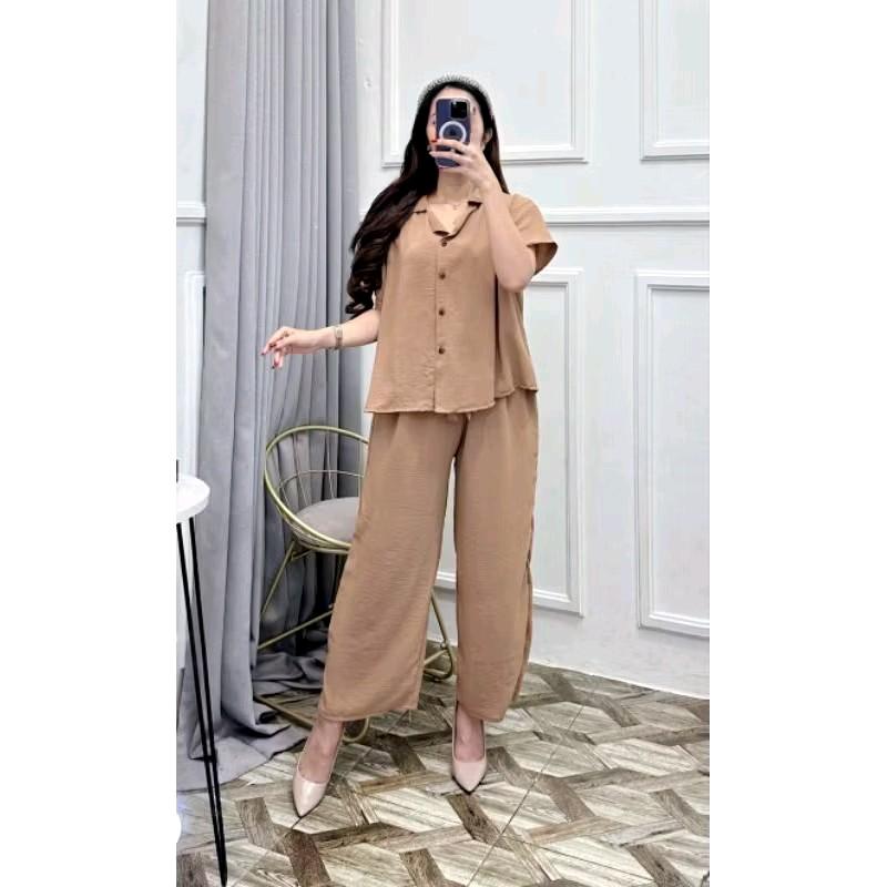 BAJU SETELAN CRINGKEL AIRFLOW WANITA LD110 I CEKH I BAJU TIDUR SANTAI WANITA BUSUI ONESET Piyama 4
