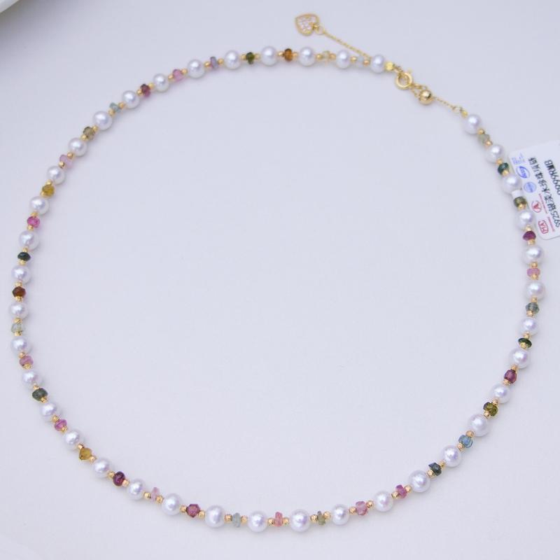 Product Introduction of Shuiyu S925 silver freshwater nuclear free white "rainbow'tourmaline pearl necklace 5-6mm near perfect circle flawless ZH13131 3