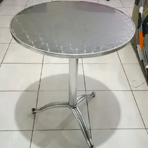 meja teras meja aluminium meja stainless 60x60x60 bulat dan kotak kaki aluminium meja outdoor cafe foodcourt kantin