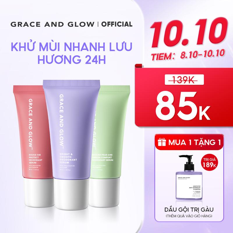 Lăn khử mùi Sáng Da Grace and Glow 50ml Black Opium / English Pear / AHA BHA Serum Lăn Nách Sáng Da Ngăn Mồ Hôi