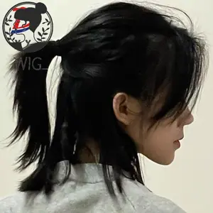 【Pengiriman cepat】 Wig pria tampan rambut panjang kepala belanak netral angin ekor serigala