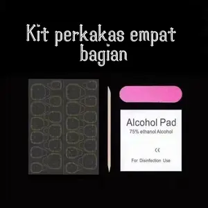 Paket 4in1 1Set Lem Kuku Palsu / Sticker Lem Jelly + Kikir + Wooden Stick Toolkit + Alcohol Pads