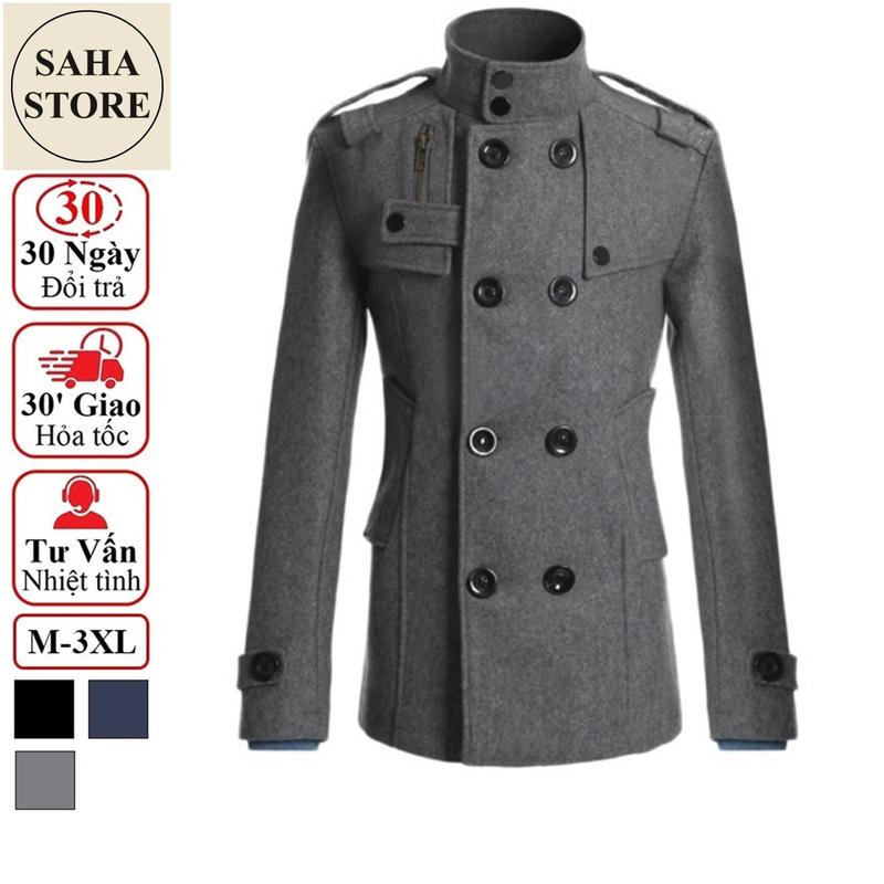 Áo dạ nam hàn quốc dáng ngắn SAHA08 blazer mangto dáng vừa có bigsize cỡ lớn 2XL XXL 80KG 3XL XXXL 4XL 90KG