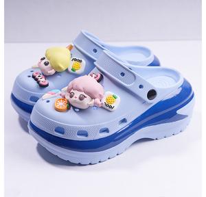 Sandal dan Selipar Wanita, Gaya Bertapak Tebal, Fesyen, Set Dua Keping, dengan Kusyen dan Bernafas, Sesuai untuk Pantai, Tersedia dalam Saiz 2392, Aksesori Pesona Kasut yang Comel, Tahan Lama dan Kalis Air, Sesuai untuk Kegunaan Hujan, Selipar Wanita