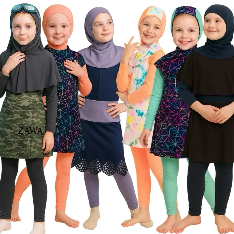 ZAWA Naiya Kids Muslimah Swimwear Fullcolour - Baju Renang Anak Muslimah Hijab Sporty Remaja Perempuan