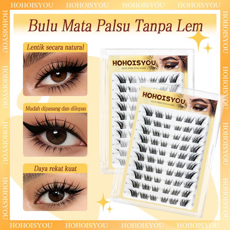 HOHOISYOU 60PCS Bulu Mata Palsu Gaya Fox Eye Tanpa Lem 9-14MM - Membuat Makeup Mata Alami dan Menawan untuk Pemula & Profesional - Peel Extension Eyelash Glam Removal - Asli, Panjang Panjang HOHOISYOU 60PCS Bulu Mata Palsu Gaya Fox Eye Tanpa Lem 9-14MM - Membuat Makeup Mata Alami dan Menawan untuk Pemula & Profesional - Peel Extension Eyelash Glam Removal - Asli, Panjang Panjang