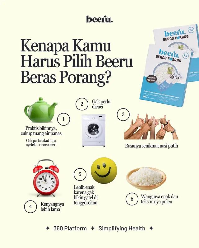Beeru BERAS PORANG 7 Sachet (1 Saset isi 40gr) Low Kalori Rendah Gula Praktis Tinggal Seduh 2