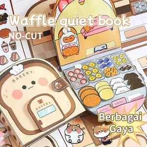 Bebas Potongan Waffle Buku Tenang, Gadis DIY Bahan Tangan Anak-anak Stereo Stiker Pincet