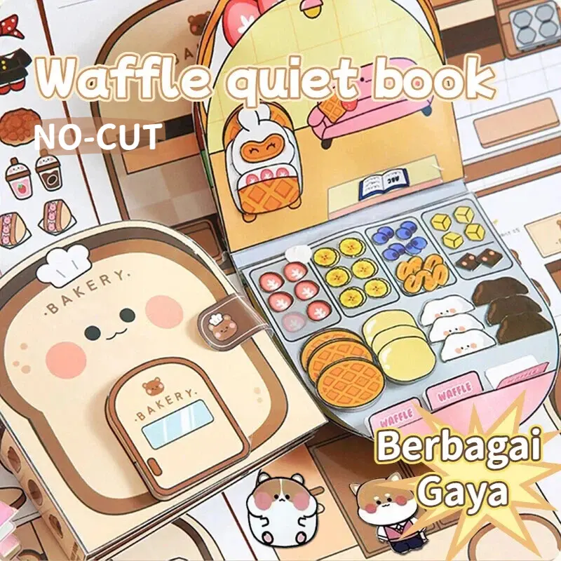 Bebas Potongan Waffle Buku Tenang, Gadis DIY Bahan Tangan Anak-anak Stereo Stiker Pincet