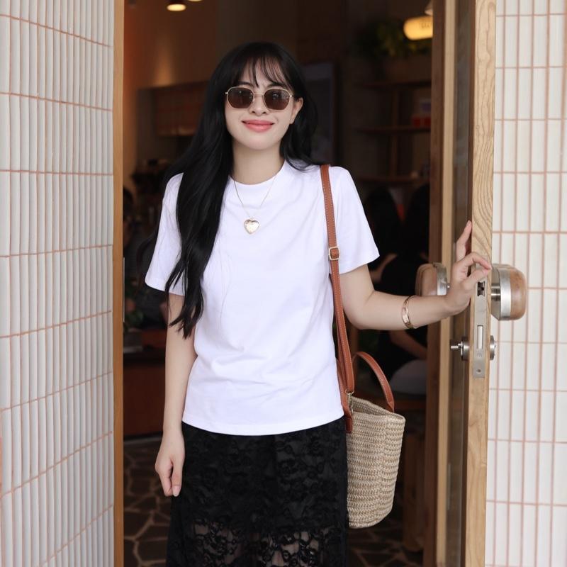 Baby Tee - Áo Thun Trơn Nữ Basic Dáng Vừa Slim Fit Tee Chất Cotton Dày Thấm Hút Mồ Hôi | What To Wear