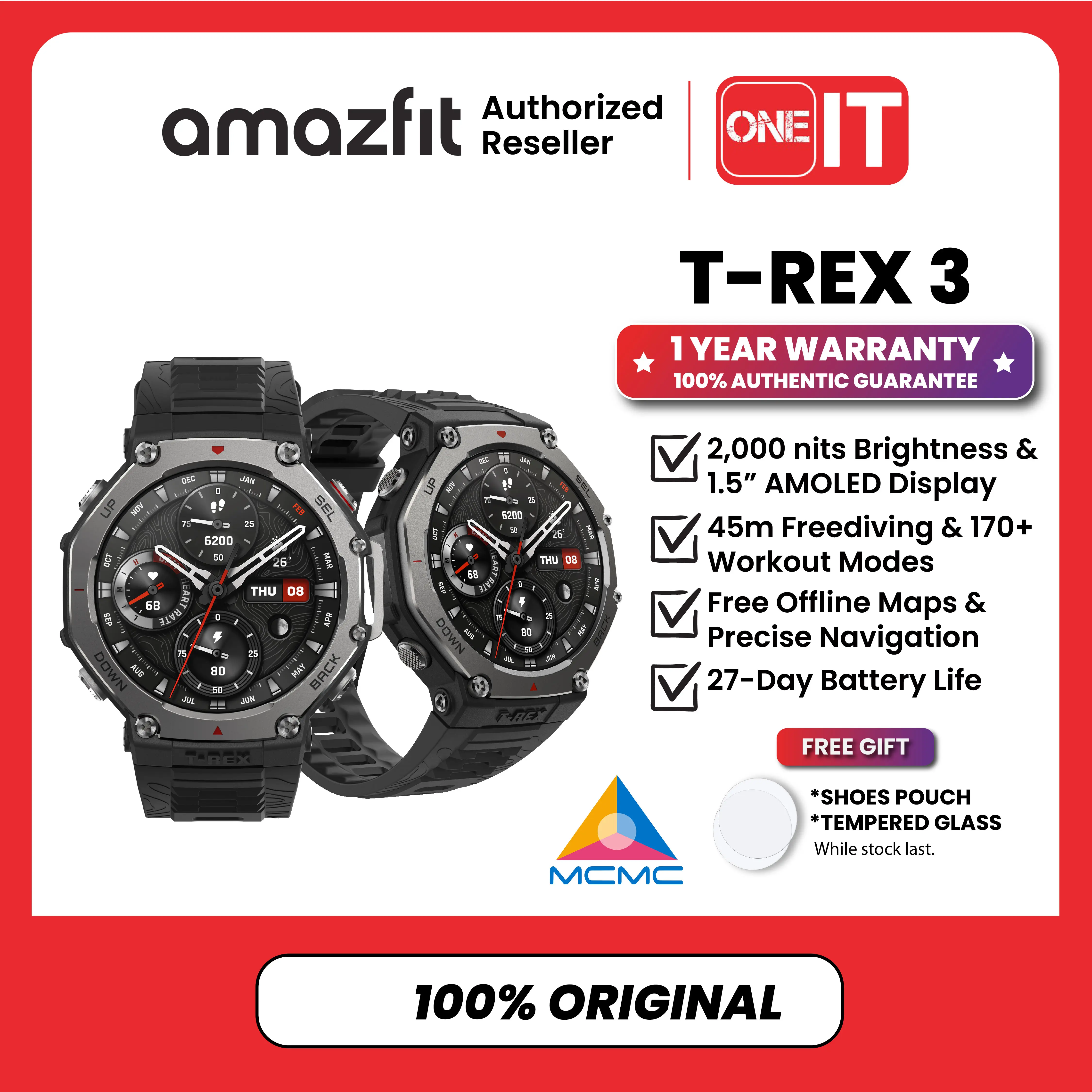 Amazfit T REX 3 Smart Watch Official Amazfit Malaysia Warranty 1 YEAR