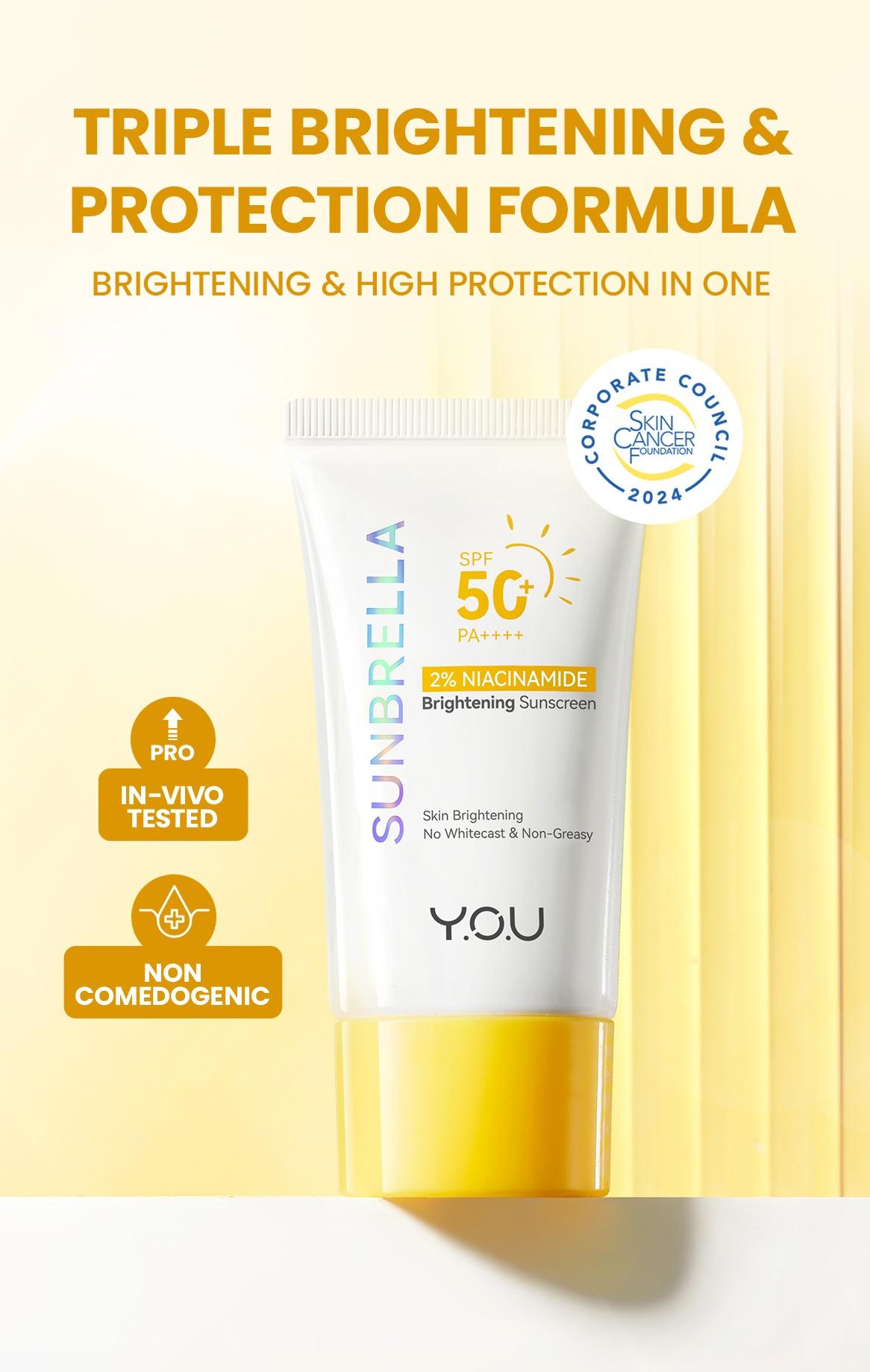 YOU Sunbrella 2% Niacinamide Brightening Sunscreen Cooling Sunscreen Sunscreen Sensasi Dingin Sunscreen SPF 50 YOU Sunbrella 2% Niacinamide Brightening Sunscreen Cooling Sunscreen Sunscreen Sensasi Dingin Sunscreen SPF 50