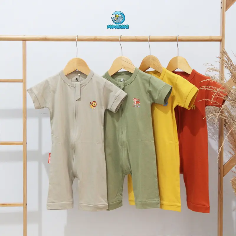 Baby Zippsuit (Jumper Bayi Resleting Lengan Pendek Bayi Baru lahir Balita 0 - 2 Tahun ) Katun Newborn 0