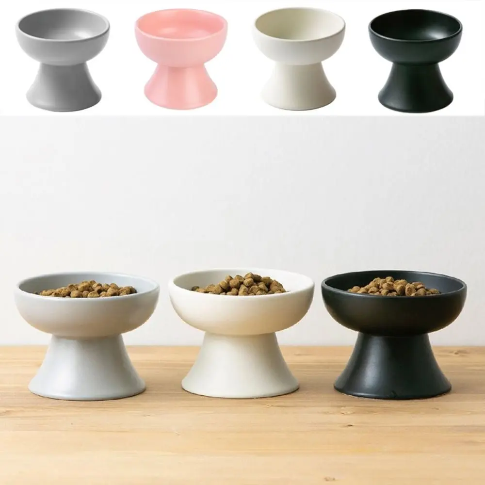 Neck Protector Pet Ceramic Bowl Cat Food Bowls Elevated Non-slip Cat Food Bowl Anti Vomiting Ceramic High Foot Ceramic Dog Bowl for Dogs