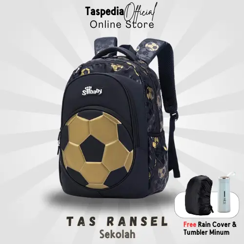 New Tas Ransel Anak Sekolah SD SMP SMA SMK Tas Ransel Laki-laki Motif Bola Free Botol Minum Cewek Cowo